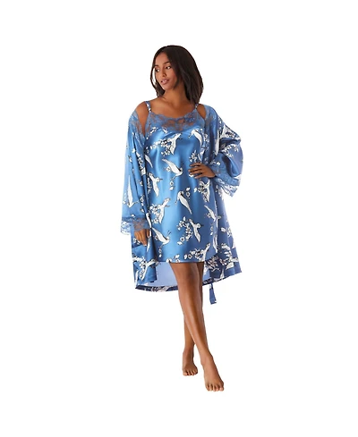 Amoureuse Women's The Luxe Satin Short Peignoir Set