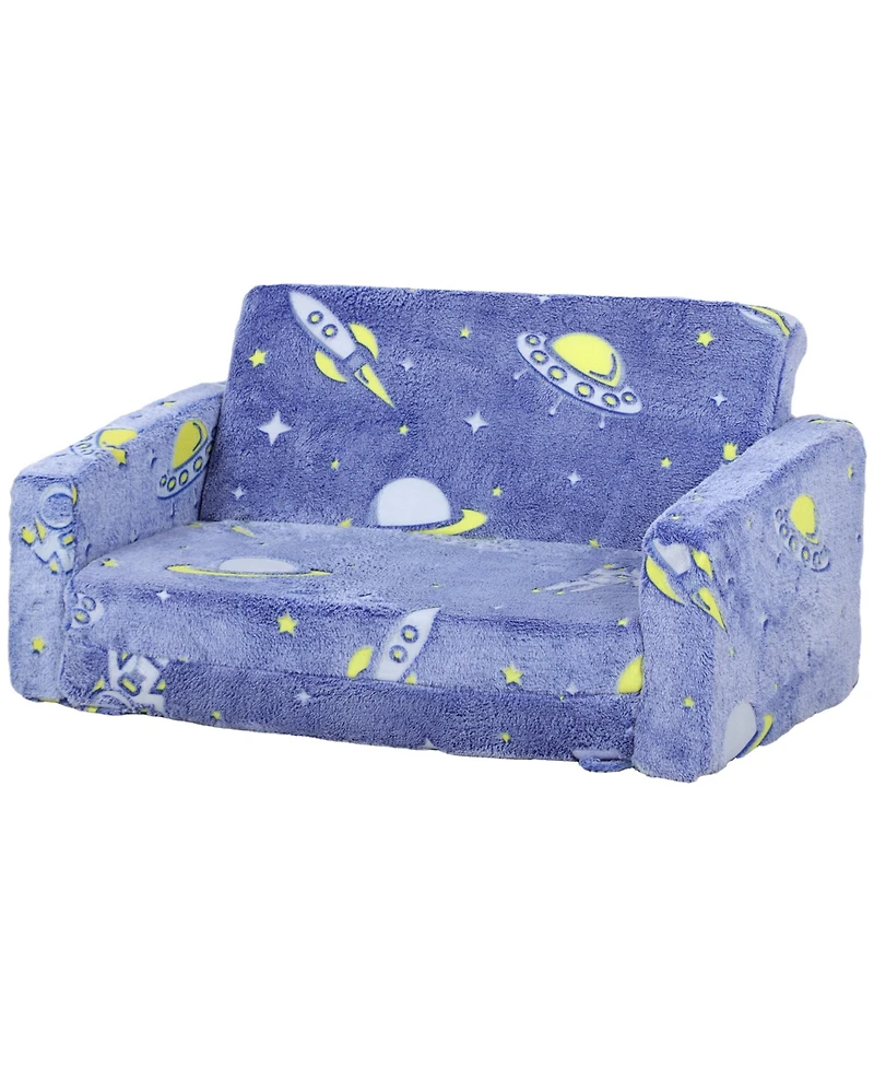 Cesicia 2 in 1 Kids Sofa Chair, Toddler Couch with Glow in The Dark Cosmic Patten, Washable Cover