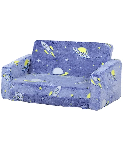 Cesicia 2 in 1 Kids Sofa Chair, Toddler Couch with Glow in The Dark Cosmic Patten, Washable Cover