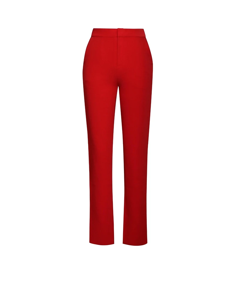 Miss Circle Women's Vayla Red Skinny Fit Crepe Trousers