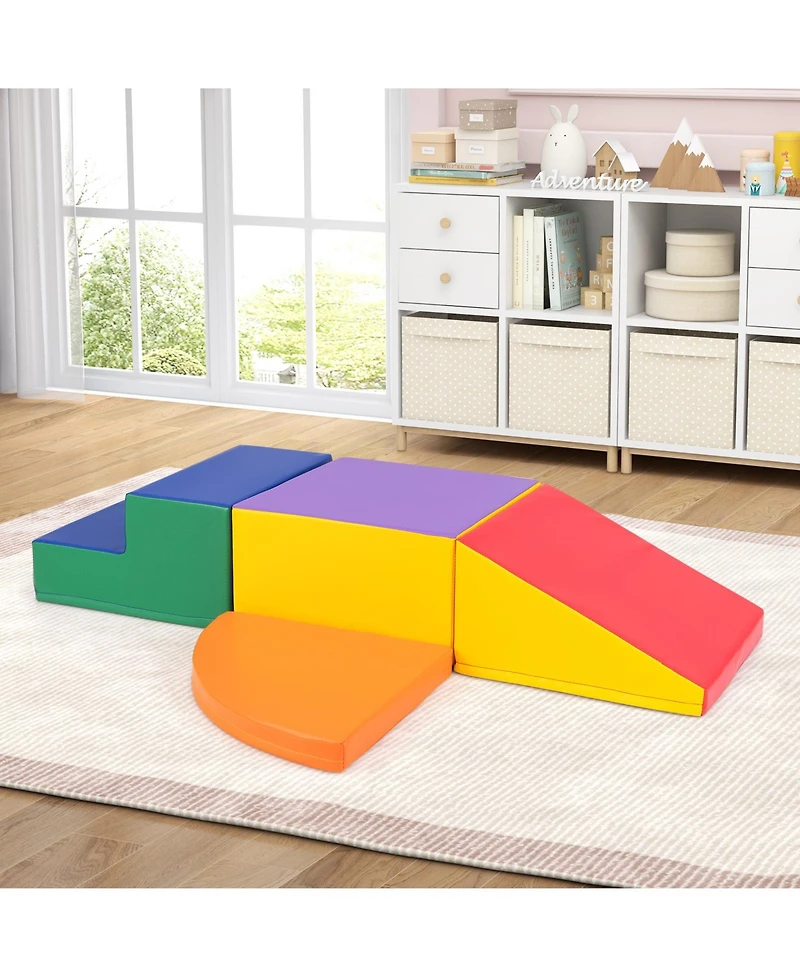Akiudex 4-Piece Climb and Crawl Foam Block Play Set for Infant Baby