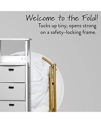 Cesicia Folding Faux Fur White with Gold Base 23" Chair