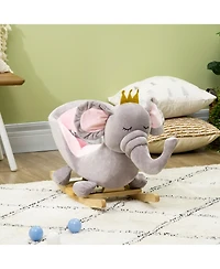 Cesicia Baby Rocking Horse Elephant Rocking Chair Toddler Rocker Toy with Sound Wooden Base Seat Safety Belt