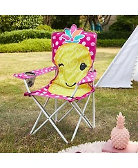 Cesicia Figural Pineapple Folding Kids Indoor Outdoor Beach Camp Chair with Portable Carry Case, Ages 6+