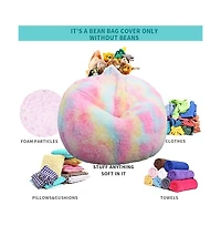 Cesicia Sorbet Dreams Rainbow Fur Kids Bean Bag Chair, Multicolor, Large (No Filler)