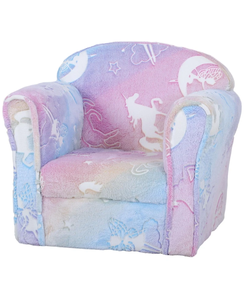 Cesicia Toddler Sofa with Glow in the Dark Fairy Design & Wooden Frame, Upholstered Baby Sofa for 18-36 Months