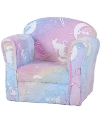 Cesicia Toddler Sofa with Glow in the Dark Fairy Design & Wooden Frame, Upholstered Baby Sofa for 18-36 Months