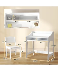 Qaba Kids Desk and Chair Set, Children Study Table with Chair,