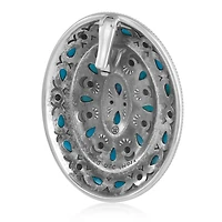 American West Jewelry American West Jewelry Sterling Silver Kingman Turquoise Cluster Gemstone Oval Pendant Enhancer