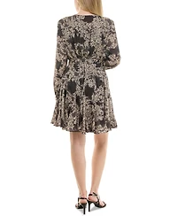 Taylor Petite Jacquard Sash-Tie Fit & Flare Dress