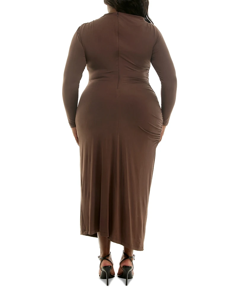 Taylor Plus Jersey Ruched Sheath Maxi Dress