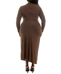 Taylor Plus Jersey Ruched Sheath Maxi Dress