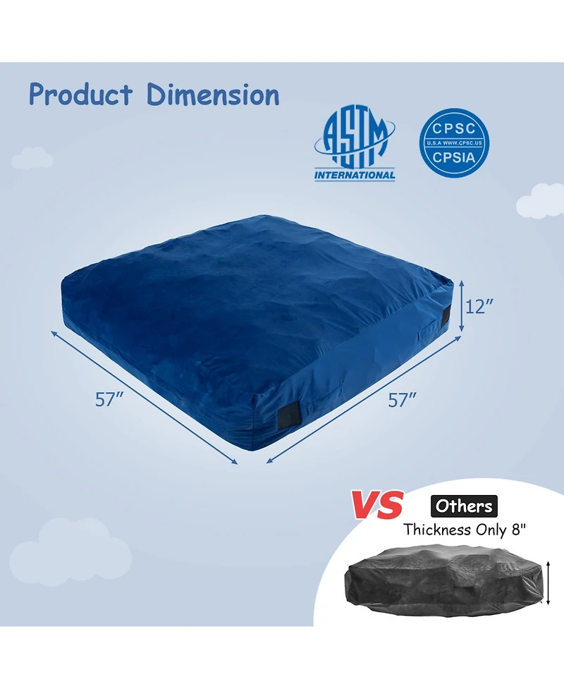 Akiudex 57 x 57 Inch Crash Pad Sensory Mat with Foam Blocks and Washable Velvet Cover