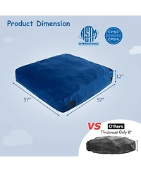 Akiudex 57 x 57 Inch Crash Pad Sensory Mat with Foam Blocks and Washable Velvet Cover