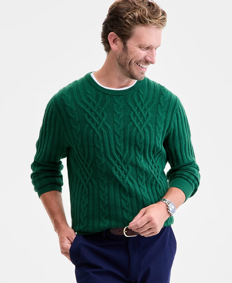 Club Room Men's Mixed Cable-Knit Crewneck Sweater, Macy's Exclusive