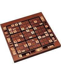 We Games Wooden Sudoku Board with Storage Slots in Walnut Stain