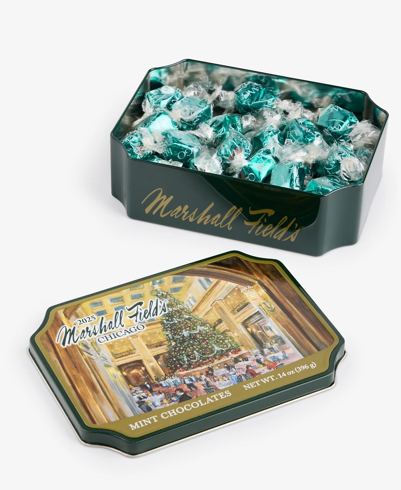 Frango Chocolates Marshall Field's Holiday Walnut Room Tin Milk Mint Chocolates, 14 Oz