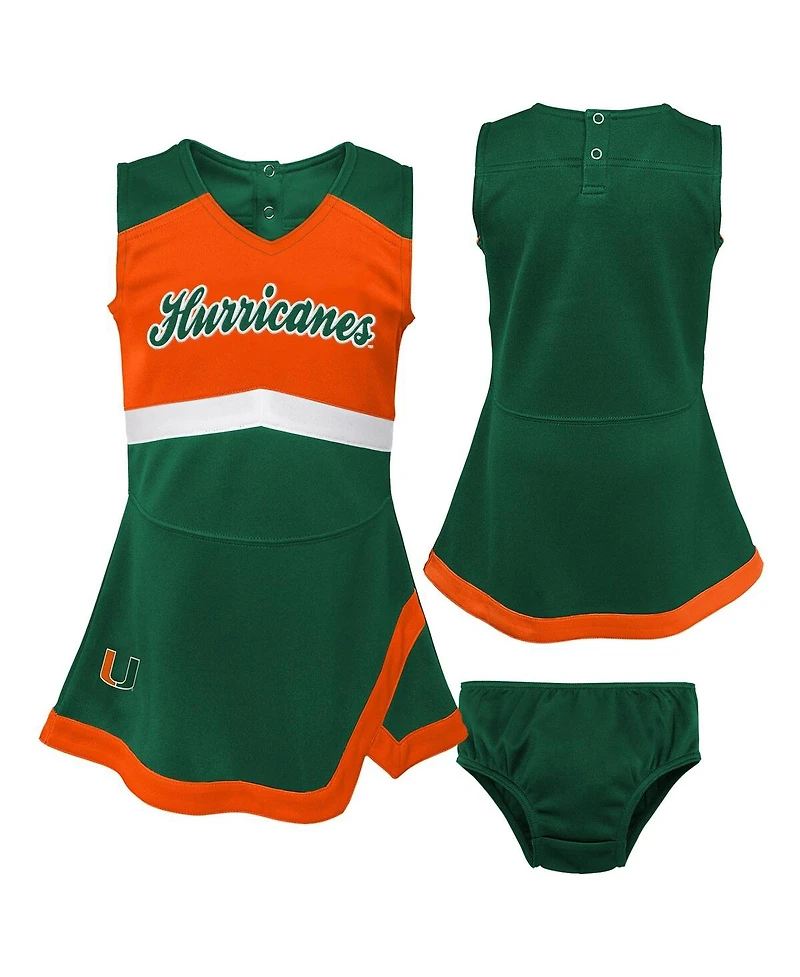 Outerstuff Girls Toddler 2-Piece Green Miami Hurricanes Cheer Captain Dress and Bloomers Set