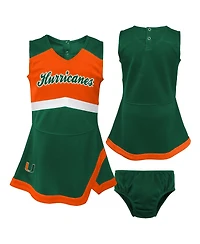 Outerstuff Girls Toddler 2-Piece Green Miami Hurricanes Cheer Captain Dress and Bloomers Set