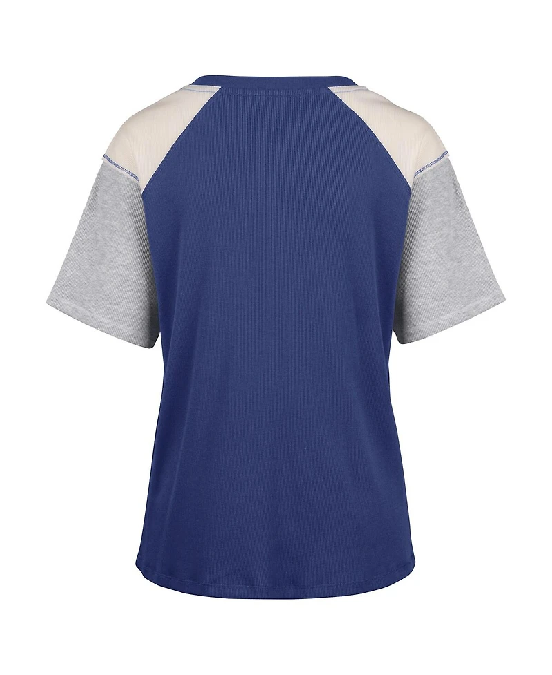 '47 Brand Women's Royal Kentucky Wildcats Underline Harvey Color Block Raglan Henley T-Shirt