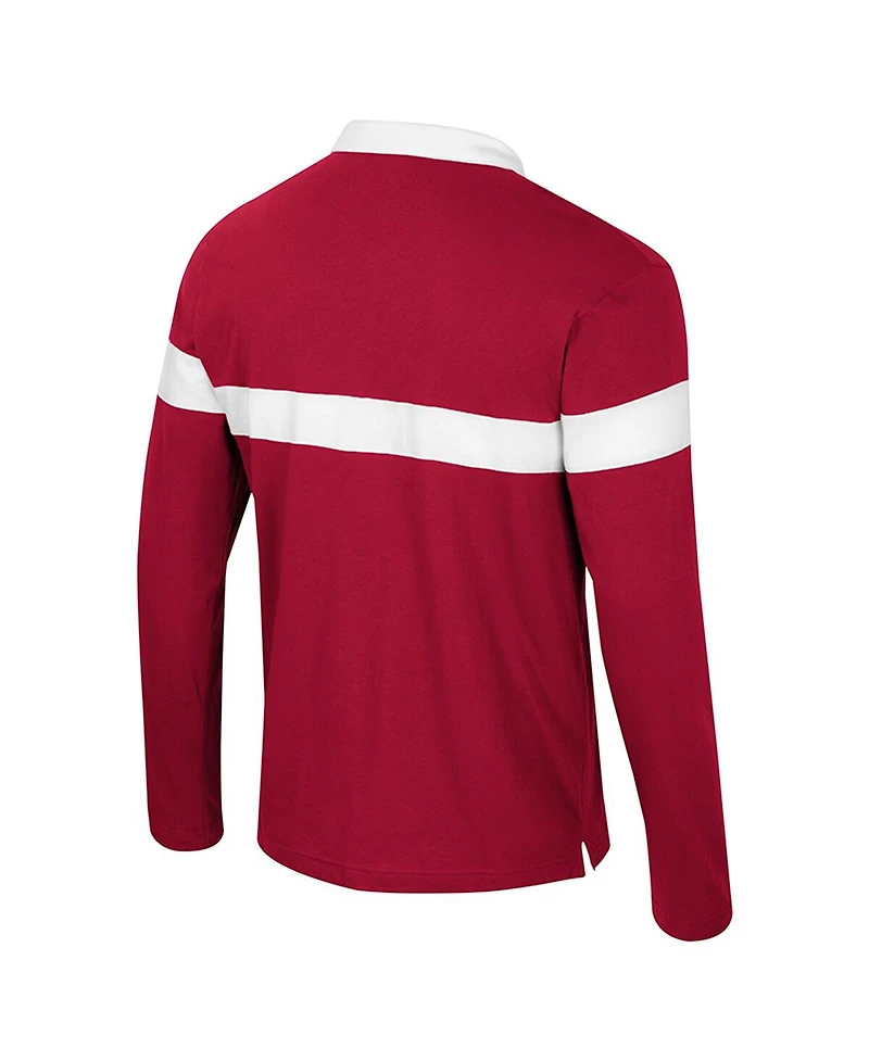 Colosseum Men's Crimson Oklahoma Sooners Too Cool For School Long Sleeve Polo Shirt