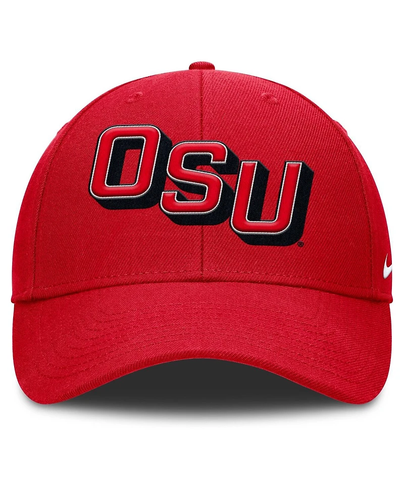 Nike Men's Scarlet Ohio State Buckeyes Slanted Primetime Rise Performance Adjustable Hat