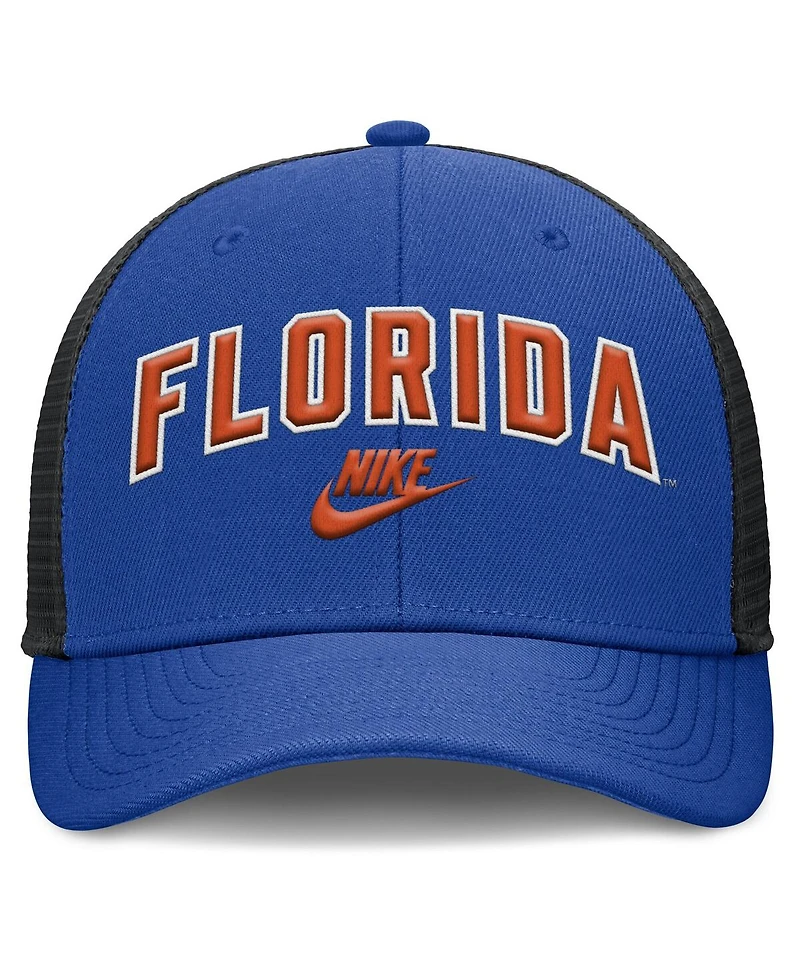 Nike Men's Royal/Black Florida Gators Legacy Arch Rise Performance Trucker Adjustable Hat