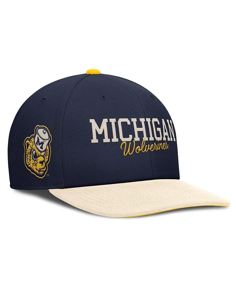 Nike Men's Navy/Cream Michigan Wolverines Pro Legacy Script Snapback Hat