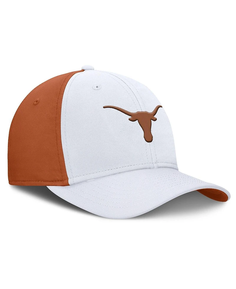 Nike Men's White/Burnt Orange Texas Longhorns 2025 Sideline Rise Local Performance Flex Hat