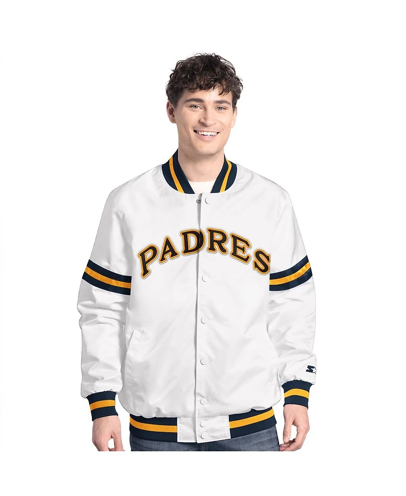 Starter Men's White San Diego Padres Cooperstown Scout Full-Snap Varsity Jacket