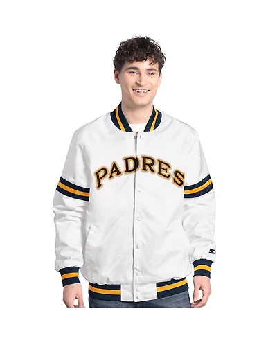 Starter Men's White San Diego Padres Cooperstown Scout Full-Snap Varsity Jacket