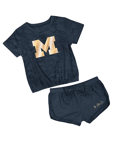 Colosseum Toddler 2-Piece Navy Michigan Wolverines Fern T-Shirt and Shorts Set