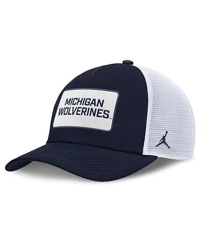 Jordan Men's Navy/White Michigan Wolverines 2025 On-Field Rise Patch Trucker Adjustable Hat