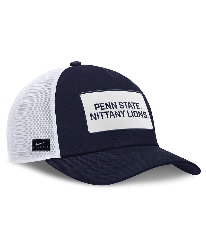 Nike Men's Navy/White Penn State Nittany Lions 2025 On-Field Rise Patch Trucker Adjustable Hat