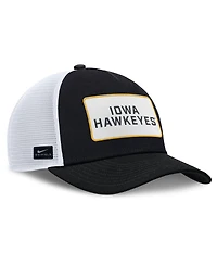 Nike Men's Black/White Iowa Hawkeyes 2025 On-Field Rise Patch Trucker Adjustable Hat