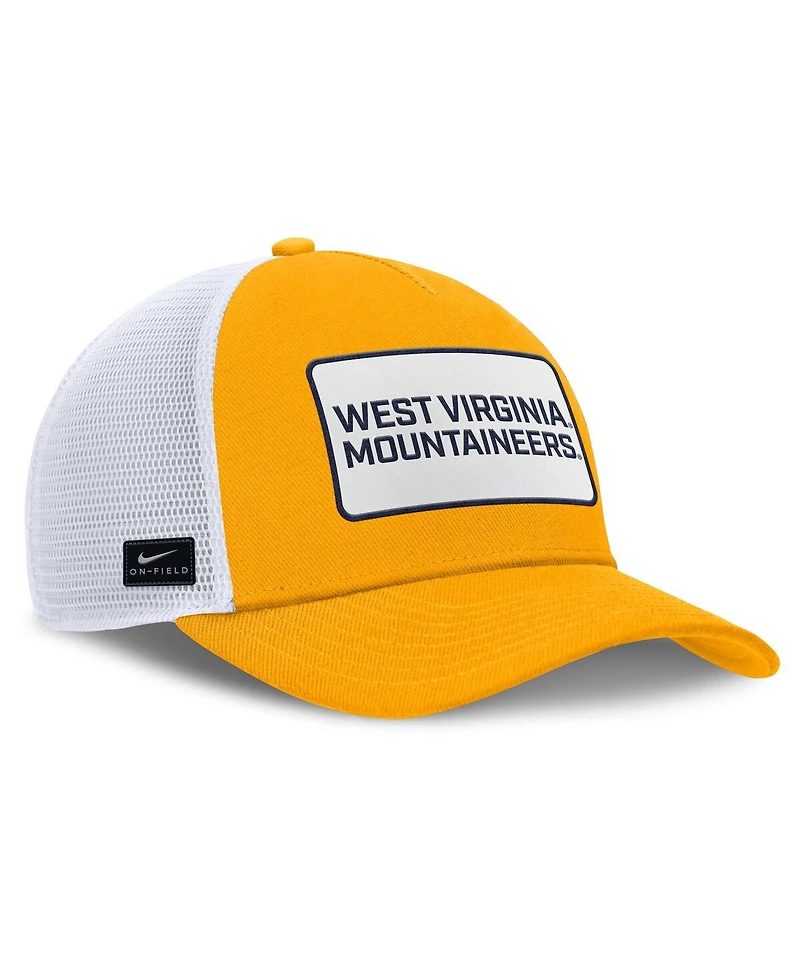 Nike Men's Gold/White West Virginia Mountaineers 2025 On-Field Rise Patch Trucker Adjustable Hat