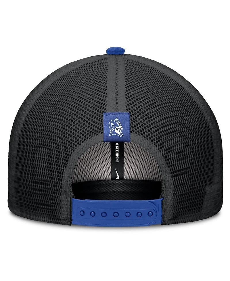 Nike Men's Royal/Black Duke Blue Devils Legacy Arch Rise Performance Trucker Adjustable Hat