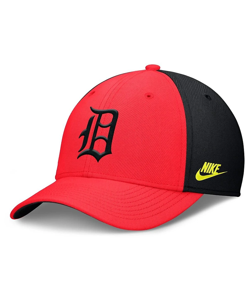 Nike Men's Crimson/Black Detroit Tigers Neon 90s Rise Swoosh Flex Hat