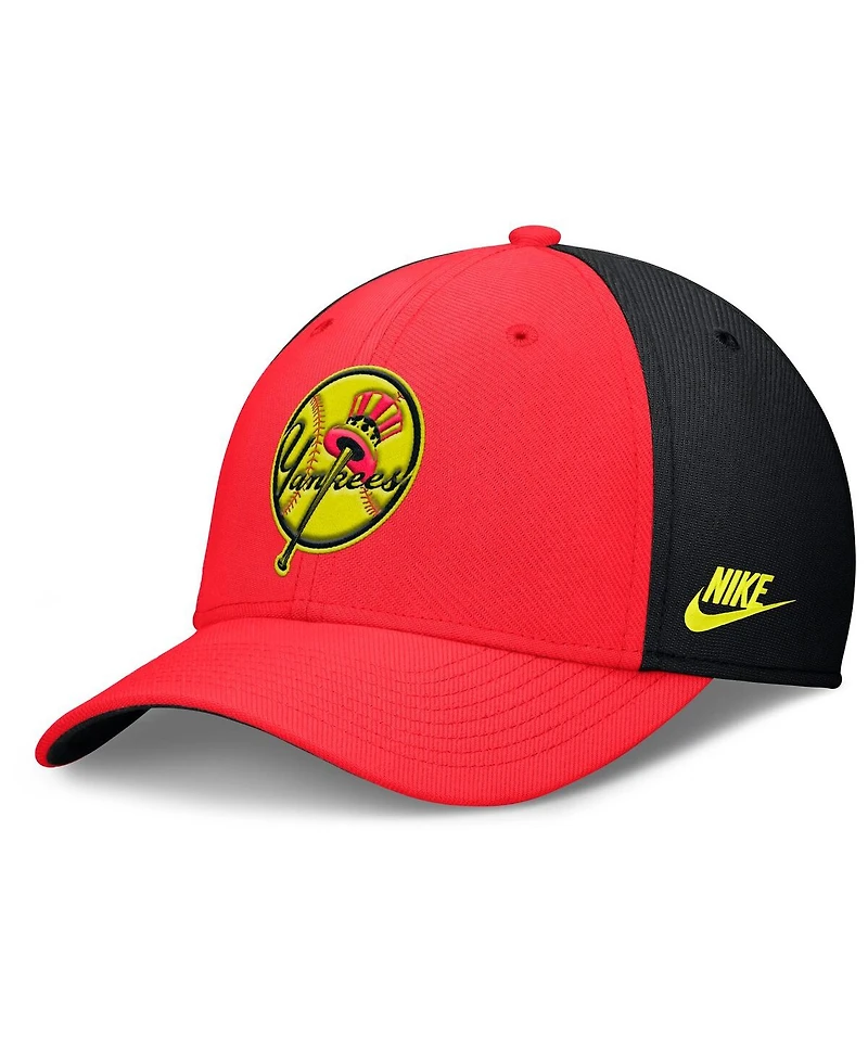 Nike Men's Crimson/Black New York Yankees Neon 90s Rise Swoosh Flex Hat