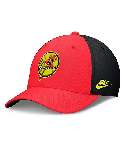 Nike Men's Crimson/Black New York Yankees Neon 90s Rise Swoosh Flex Hat