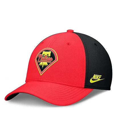 Nike Men's Crimson/Black Philadelphia Phillies Neon 90s Rise Swoosh Flex Hat