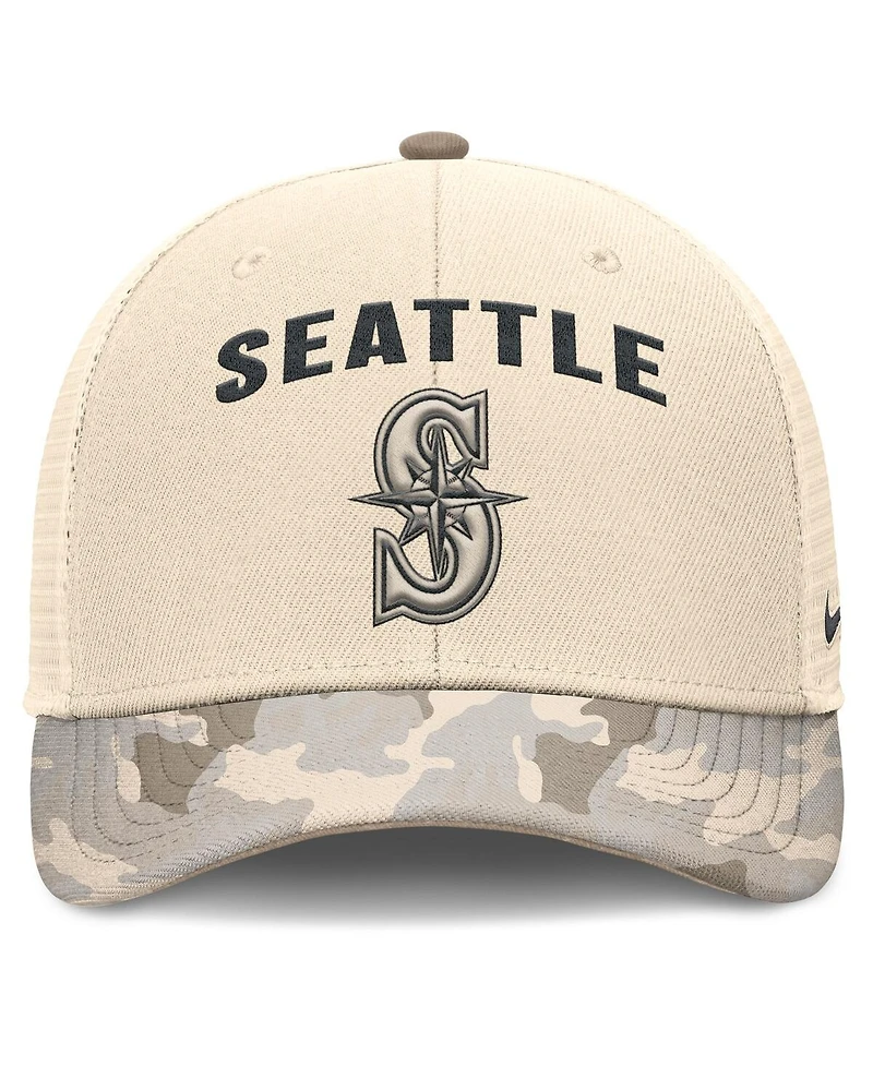 Nike Men's Natural Seattle Mariners Camo Natural Pack Rise Adjustable Trucker Hat