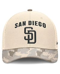 Nike Men's Natural San Diego Padres Camo Natural Pack Rise Adjustable Trucker Hat