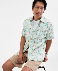 Club Room Men's Regular-Fit Tropical-Print Button-Down Linen Shirt, Macy's Exclusive