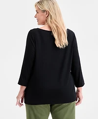 Jm Collection Plus 3/4-Sleeve Top, Macy's Exclusive