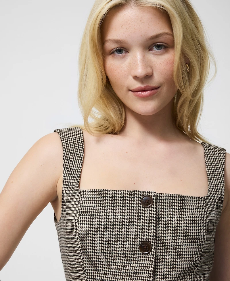 French Connection Women's Houndstooth Square-Neck Top