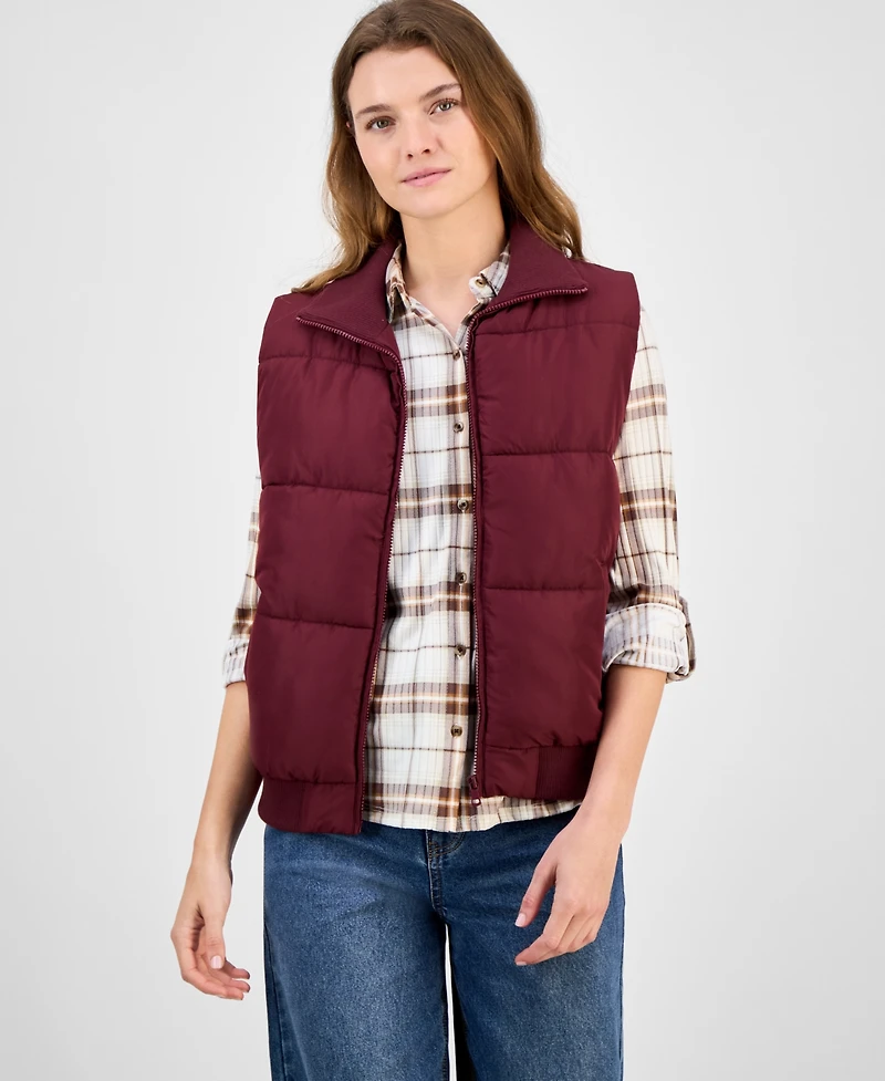 Madden Girl Women's Ribbed-Trim Puffer Vest