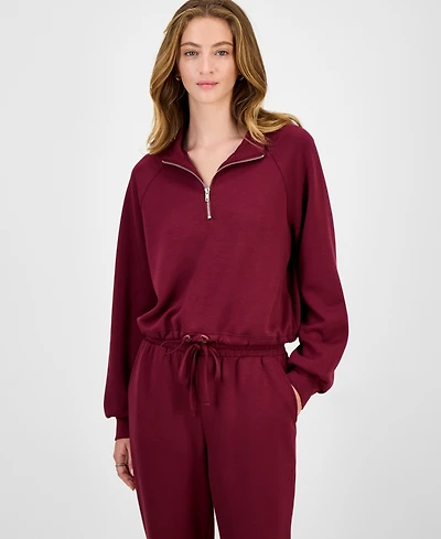 Tinseltown Juniors' Half-Zip Scuba Sweatshirt