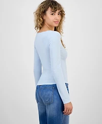 Hippie Rose Juniors' Lace-Trim Gathered-Bust Top