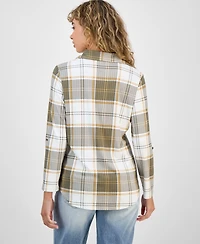 Just Polly Juniors' Plaid Knit Shirt
